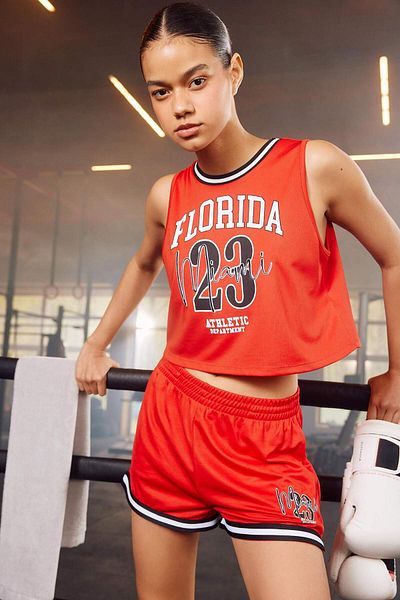 DeFacto Printed Fit Crop Crew Neck Athlete - B8969ax24sm