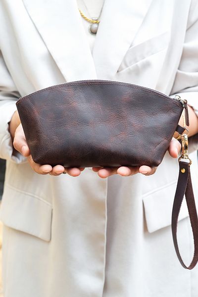 naft Bridesmaid Handbag - Makeup Bag - Antique Leather - Chestnut