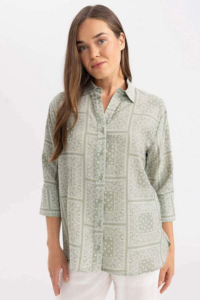 DeFacto Regular Fit Patterned Half Sleeve Shirt C3818AX24SM