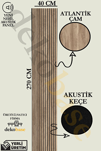 dekobase Atlantik Çam 40x270 cm Yeni Nesil Akustik Ahşap Duvar Paneli