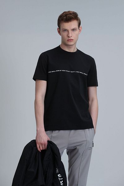 Lufian Black Carlos Modern Graphic T-Shirt