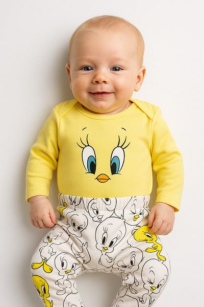 İZYALİF BABY Baby Boy 3-Piece Chick Set with Cardigan Organic Cotton