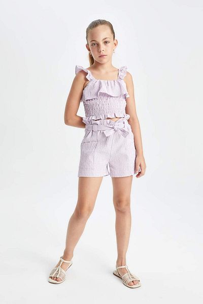 DeFacto Girl's Checkered Paperbag Shorts C2314A824Sm