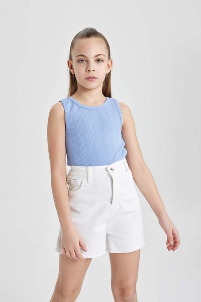 DeFacto Tricou de bază pentru fete, cu decolteu, simplu, Z7815A624HS