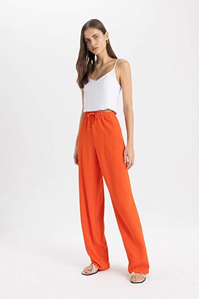 DeFacto Plátěné kalhoty s vysokým pasem ze směsi širokých nohavic s kapsami - B4211Ax24Sm