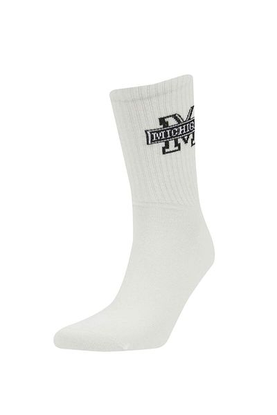 DeFacto Men's Printed 3-Piece Cotton Long Socks C0169Axns