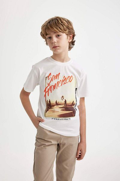 DeFacto Boy's Crew Neck Printed Short Sleeve T-Shirt C1961A824Sm