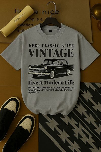 BENROMA 1 T-Shirt Gift for Purchases of 6 or More in Cart - Vintage Printed Oversize Unisex T-Shirt