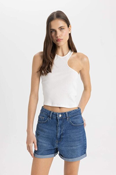 DeFacto Mom Fit Yüksek Bel Jean Şort C2380AX24SM