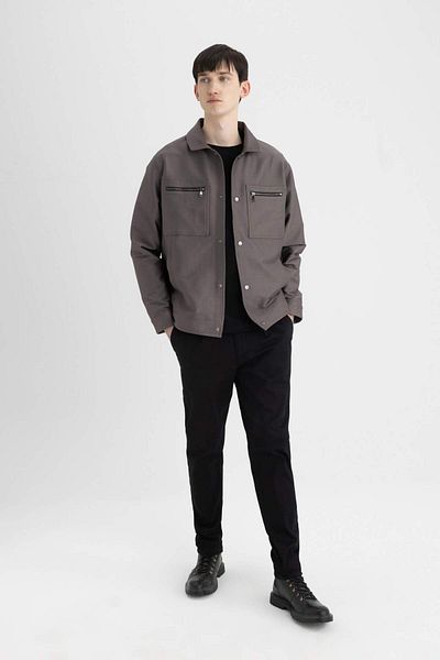 DeFacto Jacket Coat Shirt Collar Snap Fastener Zipper Pocket Seasonal C7892Ax24Sp