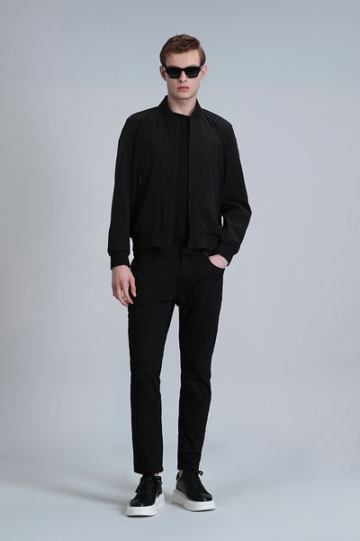 Lufian Anton Smart Jeans - Pantaloni negri Slim Fit pentru bărbați