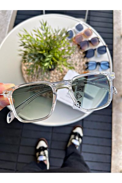 WATCHOFROYAL نظارات شمسية شفافة خضراء معتمدة من الزجاج Uv400 - للنساء والرجال