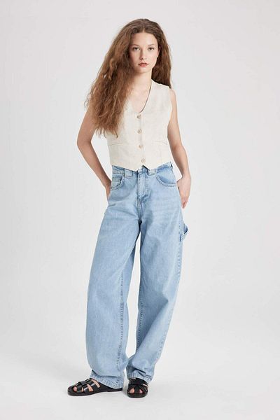 DeFacto Regular Fit Linen Blended Blazer Vest Z8525AZ24SM