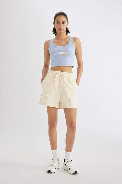 DeFacto Defactofit Nba Los Angeles Lakers Cropped Fit Crew Neck Rib Tank Top C4914Ax24Sm