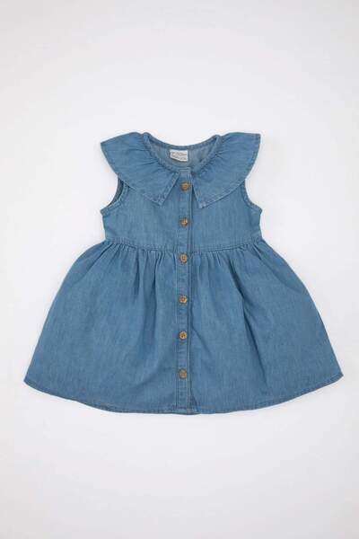 DeFacto Kız Bebek Kolsuz Jean Elbise C5969A524SM