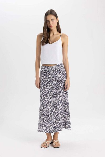 DeFacto A Form Floral Regular Waist Midi Skirt Z8094Az24Sm