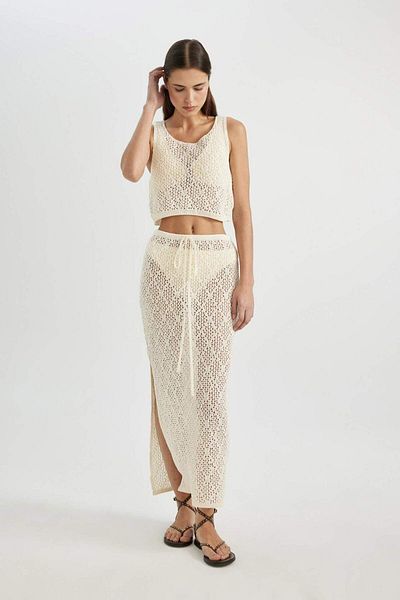 DeFacto Regular Fit prelamovaný úplet Maxi plážová sukňa-Fall in Love B6888AX24SM