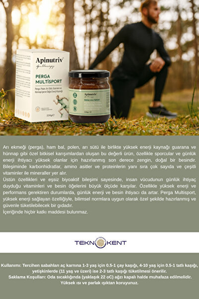 Apinutriv Perga Multisport Polen, Arı Sütü, Guarana ve Hünnap içeren Doğal Enerji Kaynağı