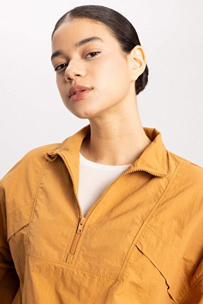 DeFacto Fit Oversize Wide Fit Stand Collar Woven Cardigan B4213Ax24Sp