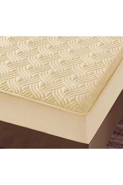 trendyhome Quilted Bed Cover with Elastic, Topper, 180 x 200cm, Beige, J23501