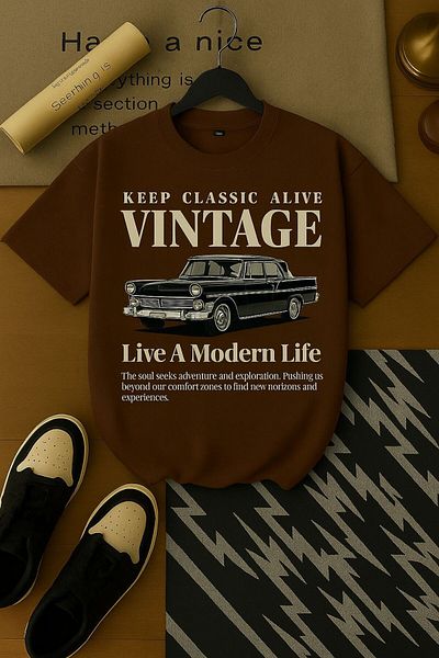BENROMA 1 T-Shirt Gift for Purchases of 6 or More in Cart - Vintage Printed Oversize Unisex T-Shirt