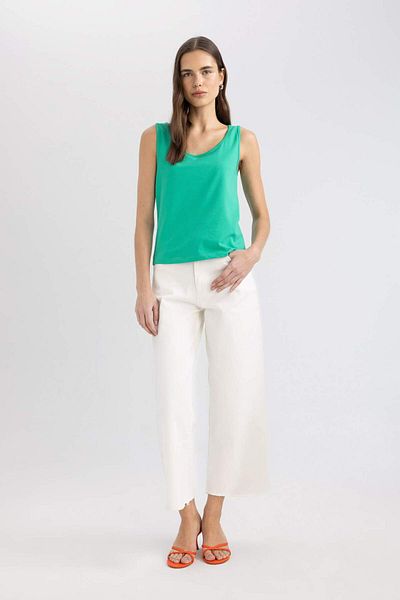 DeFacto Slim Fit Slim Fit Basic Απλό Μονόχρωμο Μπλουζάκι I1059AZ24SM