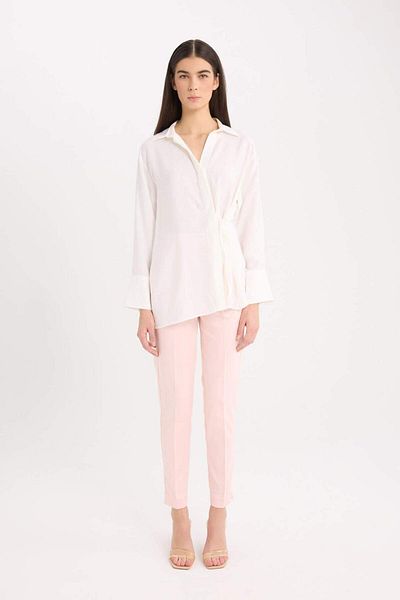 DeFacto Cigarette Regular Waist Straight Leg Basic Straight Satin Fabric Pants J8743Az24Sm