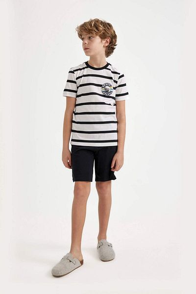 DeFacto Boys' Pajamas Set Striped Short Sleeve Top Shorts C2777A824Sm