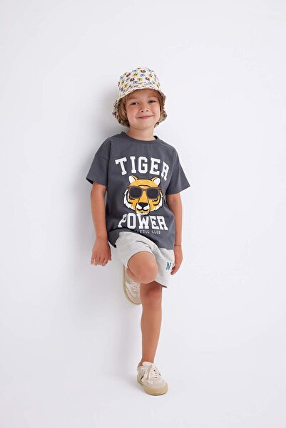 DeFacto Baby Boy Crew Neck Tiger Pattern Short Sleeve T-Shirt C0971A524Sm