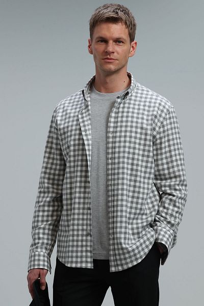 Lufian Vardar Men's Basic Shirt Regular Fit Gray