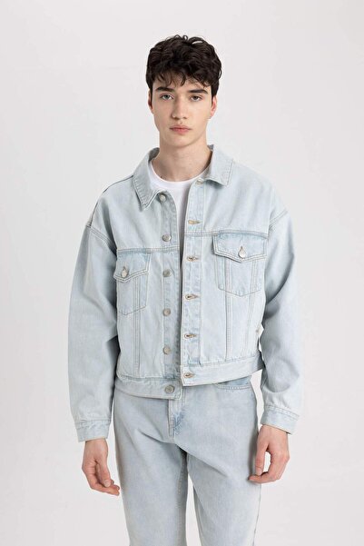 DeFacto Relax Fit Buttoned Pocket Seasonal Spring Jean Jacket B8177Ax24Sp