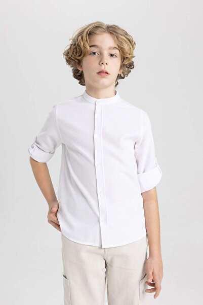 DeFacto Μακρυμάνικο πουκάμισο με υφή για αγόρι Seersucker B6119A824SM