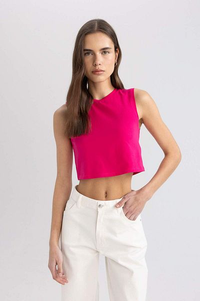 DeFacto Crop Crew Neck Basic Απλό εσώρουχο C6205ax24sm