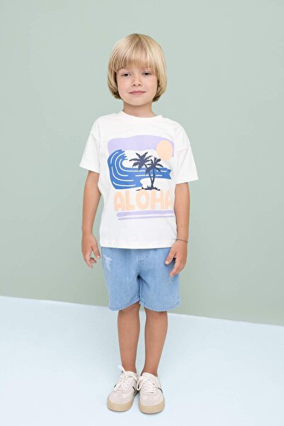 DeFacto Baby Boy Label Printed Jean Shorts C2305A524SM