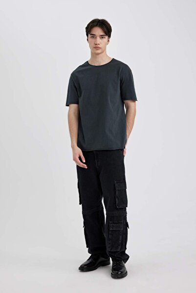 DeFacto Regular Fit Crew Neck Short Sleeve Basic Plain T-Shirt B7755Ax24Sm