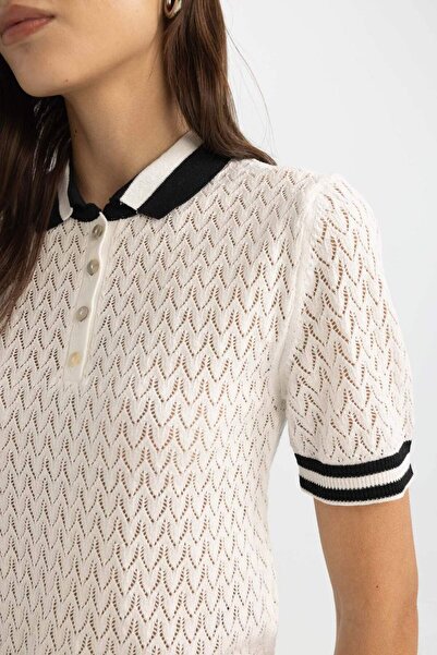 DeFacto Pletené tričko Regular Fit Polo s krátkym rukávom C6002AX24SM