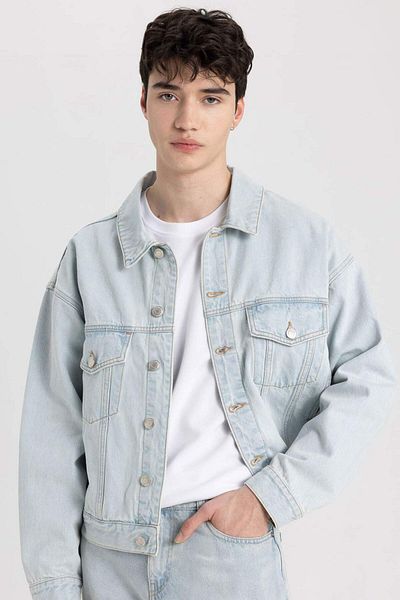 DeFacto Relax Fit Buttoned Pocket Seasonal Spring Jean Jacket B8177Ax24Sp