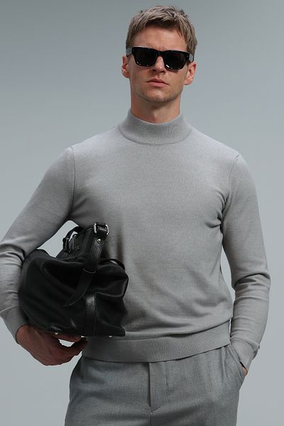 Lufian Port Half Fisherman Men's Sweater Light Gray