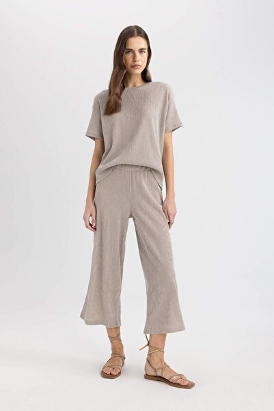 DeFacto Relax Fit Crew Neck Wrap Short Sleeve T-Shirt C3843Ax24Sp