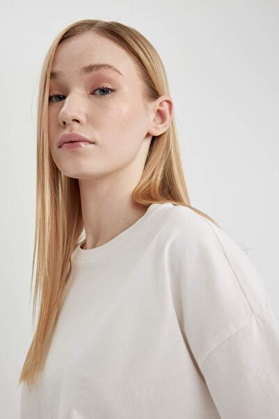 DeFacto Coool Loose Fit Crew Neck Basic Jednobarevné tričko s krátkým rukávem X2381AZ24SM