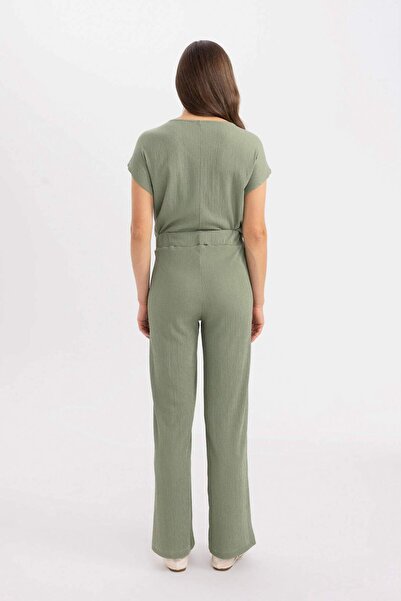 DeFacto Bürümcük Pantolon Wide Leg Geniş Bol Paça Esnek Belli C0200AX24SP