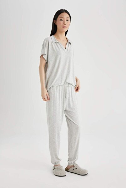 DeFacto Fall in Love Regular Fit Kısa Kollu Viskon Pijama Takımı C8561AX24SP
