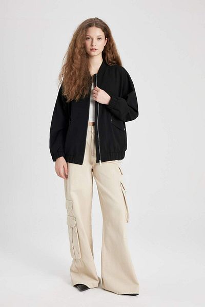 DeFacto Oversize Wide Fit cipzáras Basic Plain Bomber dzseki C4544AX24SP