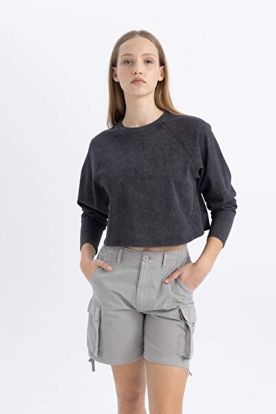 DeFacto Coool Loose Fit Washable Tričko s dlouhým rukávem s vybledlým efektem C4398AX24SP