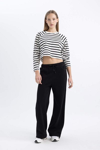 DeFacto Coool Loose Fit Crew Neck Striped Long Sleeve T-Shirt C4400Ax24Sp