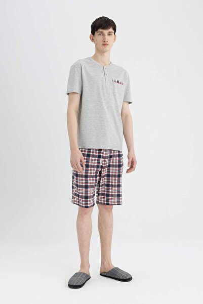 DeFacto Regular Fit Pijama Takım Kısa Kollu Üst Şort Beli Lastikli Alt B7253AX24SP