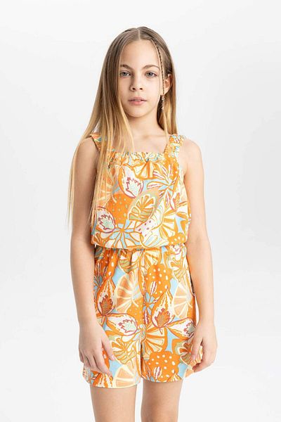 DeFacto Girl's Patterned Strappy Short Jumpsuit B4814A824SM