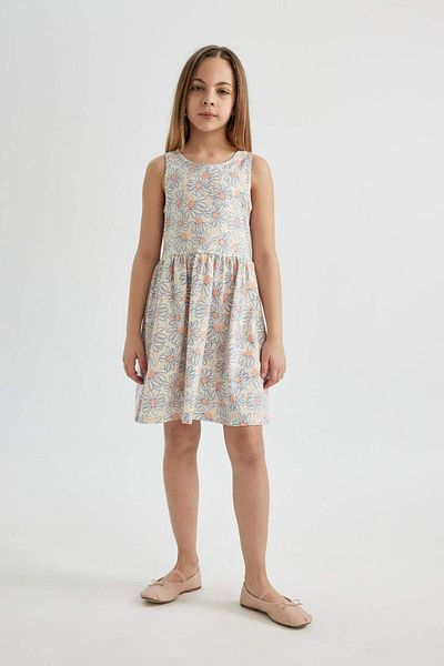 DeFacto Girl's Patterned Sleeveless Dress B4338A824SM