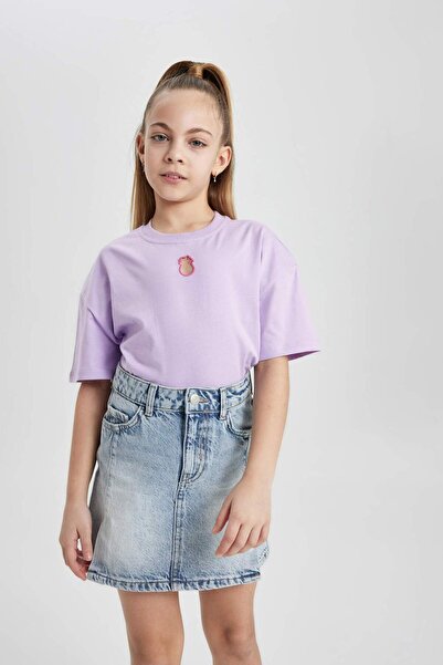 DeFacto Κοντομάνικο μπλουζάκι για κορίτσια Relax Fit Crew B6759A824SM