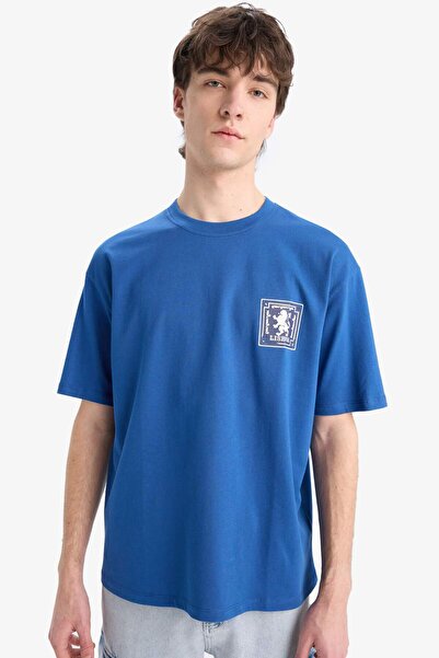 DeFacto Μπλουζάκι με κοντό μανίκι με στάμπα με φαρδύ λαιμόκοψη C3628AX24SP